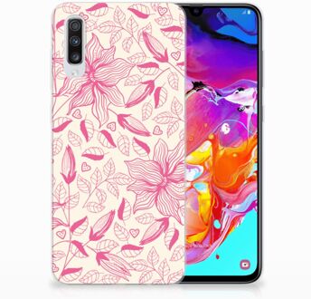 B2Ctelecom Samsung A70 Siliconen Hoesje Pink Flowers