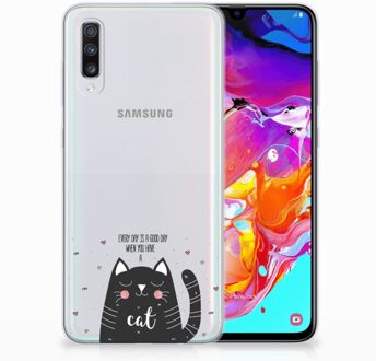 B2Ctelecom Samsung A70 TPU Hoesje Design Cat Good Day