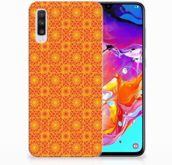 B2Ctelecom Samsung A70 TPU Siliconen Hoesje Design Batik Orange