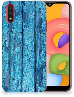 B2Ctelecom Samsung Galaxy A01 Bumper Hoesje Blauw Wood