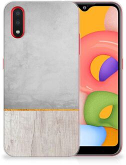 B2Ctelecom Samsung Galaxy A01 Bumper Hoesje Wood Concrete