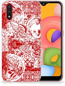 B2Ctelecom Samsung Galaxy A01 Silicone Back Case Angel Skull Red