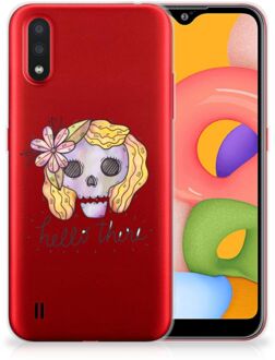 B2Ctelecom Samsung Galaxy A01 Silicone Back Case Boho Skull