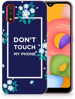 B2Ctelecom Samsung Galaxy A01 Silicone-hoesje Flowers Blue DTMP