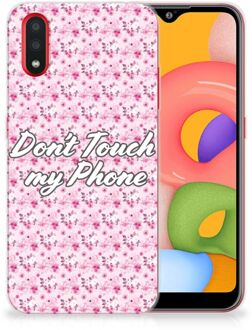 B2Ctelecom Samsung Galaxy A01 Silicone-hoesje Flowers Pink DTMP