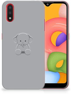 B2Ctelecom Samsung Galaxy A01 Telefoonhoesje met Naam Grijs Baby Olifant