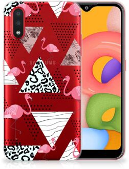 B2Ctelecom Samsung Galaxy A01 TPU Hoesje Flamingo Triangle