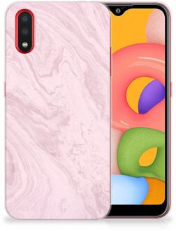 B2Ctelecom Samsung Galaxy A01 TPU Siliconen Hoesje Marble Roze