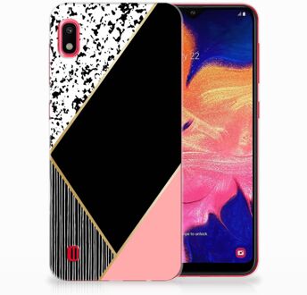 B2Ctelecom Samsung Galaxy A10 Siliconen Hoesje Black Pink Shapes