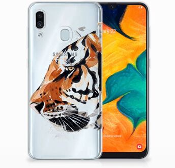 B2Ctelecom Samsung Galaxy A20 | A30 Uniek TPU Hoesje Watercolor Tiger