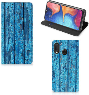 B2Ctelecom Samsung Galaxy A20e Book Wallet Case Blauw Wood