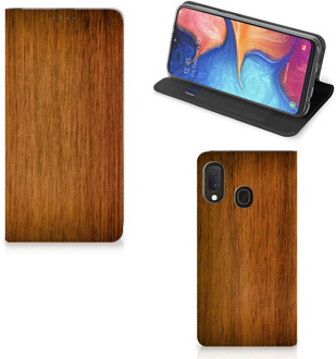 B2Ctelecom Samsung Galaxy A20e Book Wallet Case Donker Hout