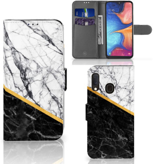 B2Ctelecom Samsung Galaxy A20e Bookcase Marble White Black