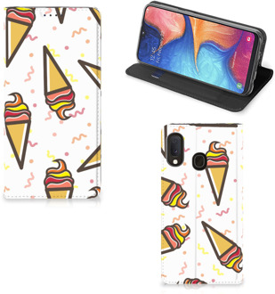 B2Ctelecom Samsung Galaxy A20e Flip Style Cover Icecream