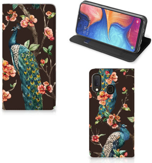 B2Ctelecom Samsung Galaxy A20e Hoesje maken Pauw met Bloemen