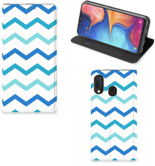 B2Ctelecom Samsung Galaxy A20e Hoesje met Magneet Zigzag Blauw