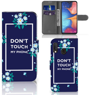 B2Ctelecom Samsung Galaxy A20e Portemonnee hoesje Flowers Blue DTMP