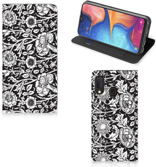 B2Ctelecom Samsung Galaxy A20e Smart Cover Black Flowers