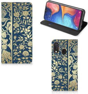 B2Ctelecom Samsung Galaxy A20e Smart Cover Golden Flowers