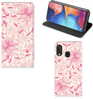 B2Ctelecom Samsung Galaxy A20e Smart Cover Pink Flowers