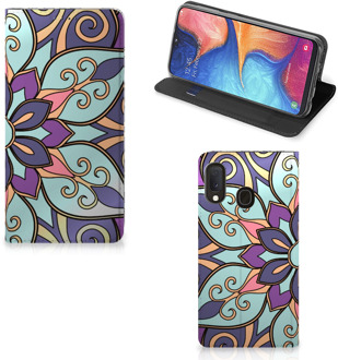 B2Ctelecom Samsung Galaxy A20e Smart Cover Purple Flower