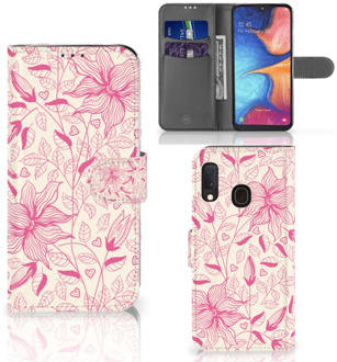 B2Ctelecom Samsung Galaxy A20e Smartphone Hoesje Pink Flowers