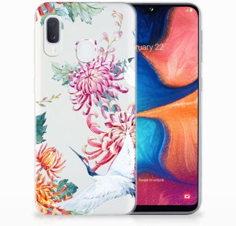 B2Ctelecom Samsung Galaxy A20e TPU Hoesje Bird Flowers