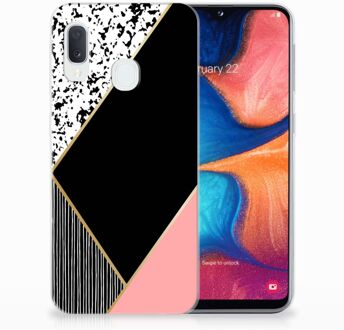 B2Ctelecom Samsung Galaxy A20e TPU Hoesje Black Pink Shapes