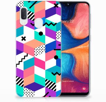 B2Ctelecom Samsung Galaxy A20e TPU Hoesje Design Blocks Colorful