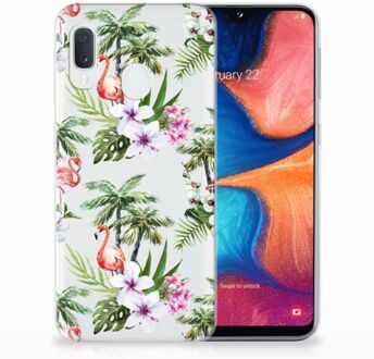 B2Ctelecom Samsung Galaxy A20e TPU Hoesje Design Flamingo Palms