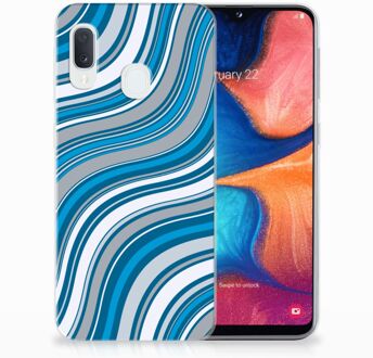 B2Ctelecom Samsung Galaxy A20e TPU Hoesje Design Waves Blue