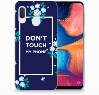 B2Ctelecom Samsung Galaxy A20e TPU Hoesje Flowers Blue DTMP