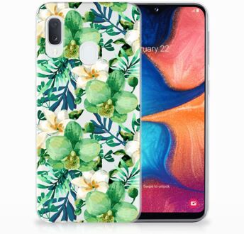 B2Ctelecom Samsung Galaxy A20e TPU Hoesje Orchidee Groen