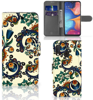 B2Ctelecom Samsung Galaxy A20e Wallet Case Barok Flower