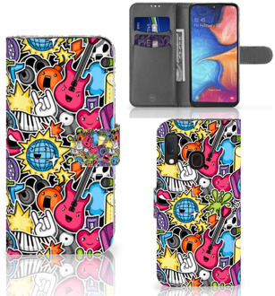 B2Ctelecom Samsung Galaxy A20e Wallet Case met Pasjes Punk Rock