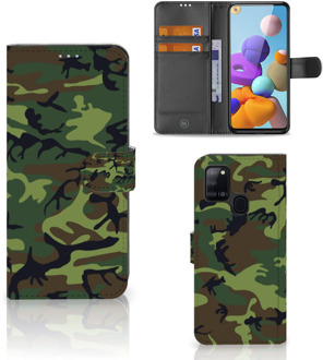 B2Ctelecom Samsung Galaxy A21s Portemonnee hoesje Army Dark