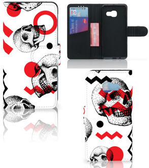 B2Ctelecom Samsung Galaxy A3 2017 Bookcase Hoesje Design Skull Red