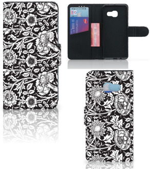 B2Ctelecom Samsung Galaxy A3 2017 Uniek Bookcase Hoesje Black Flowers