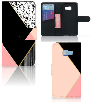 B2Ctelecom Samsung Galaxy A3 2017 Uniek Bookcase Hoesje Black Pink Shapes