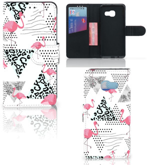 B2Ctelecom Samsung Galaxy A3 2017 Uniek Bookcase Hoesje Flamingo Triangle