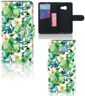 B2Ctelecom Samsung Galaxy A3 2017 Uniek Bookcase Hoesje Orchidee Groen