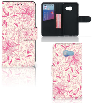 B2Ctelecom Samsung Galaxy A3 2017 Uniek Bookcase Hoesje Pink Flowers