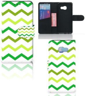 B2Ctelecom Samsung Galaxy A3 2017 Uniek Bookcase Hoesje Zigzag Groen