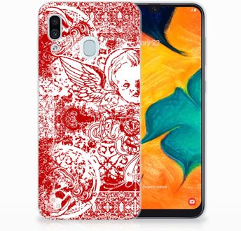 B2Ctelecom Samsung Galaxy A30 | A20 TPU Hoesje Design Angel Skull Red