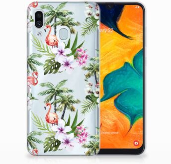 B2Ctelecom Samsung Galaxy A30 | A20 TPU Hoesje Design Flamingo Palms