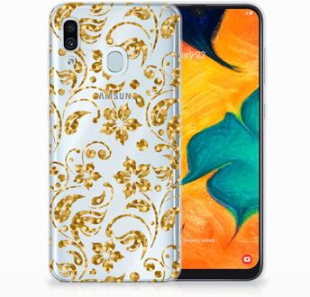 B2Ctelecom Samsung Galaxy A30 | A20 TPU Hoesje Design Gouden Bloemen