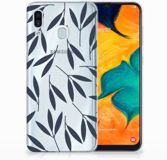 B2Ctelecom Samsung Galaxy A30 | A20 TPU Hoesje Design Leaves Blue