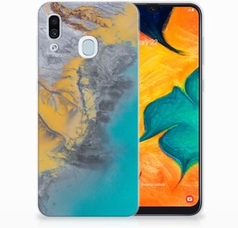 B2Ctelecom Samsung Galaxy A30 | A20 TPU Hoesje Design Marble Blue Gold