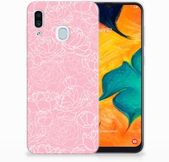 B2Ctelecom Samsung Galaxy A30 | A20 TPU Hoesje Design White Flowers