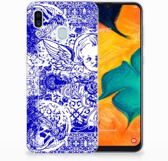 B2Ctelecom Samsung Galaxy A30 | A20 Uniek TPU Hoesje Angel Skull Blue